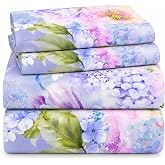 YIYEA Floral Sheets Queen Size, Brushed Microfiber Bed Sheet Set, 4-Piece | Ultra-soft double-brushed microfiber, 16-inch deep pocket and fade-resistant floral print; includes 2 pillowcases.