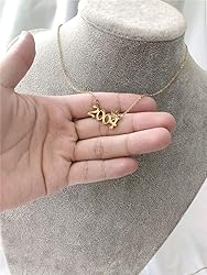 MICOMAKA Birth Year Number with Crown Necklace,Old