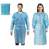 MEDICAL NATION Disposable Isolation Gowns - 50 Pack Level 2 PPE Gowns Disposable - Blue Knee-Length, Non-Woven, for Dental, Medical - Fluid-Resistant and Latex-Free Gowns, Universal Size