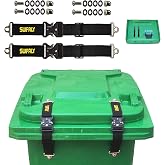 SUIFALY Bear Proof Trash Can Locks,Raccoon Proof Garbage Can Straps,2 Pack | Adjustable Heavy-Duty Trash Can Straps with Metal Hardware Fit 28&ndash;96 Gallon Bins; Helps Deter Bears, Raccoons and Wildlife