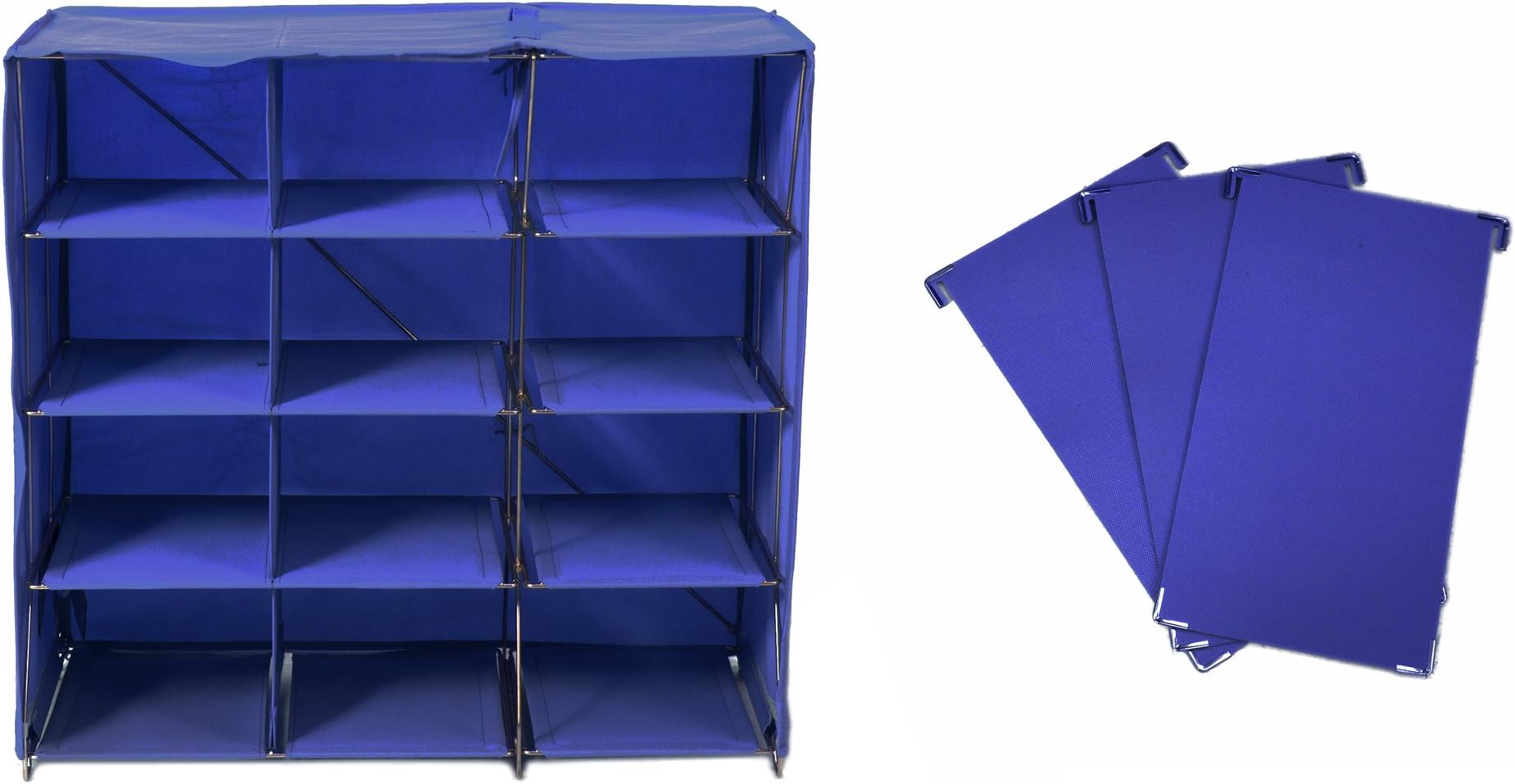 Origami 12 Cube Foldable 3 Piece Divider Shoe Rack, Small, Navy