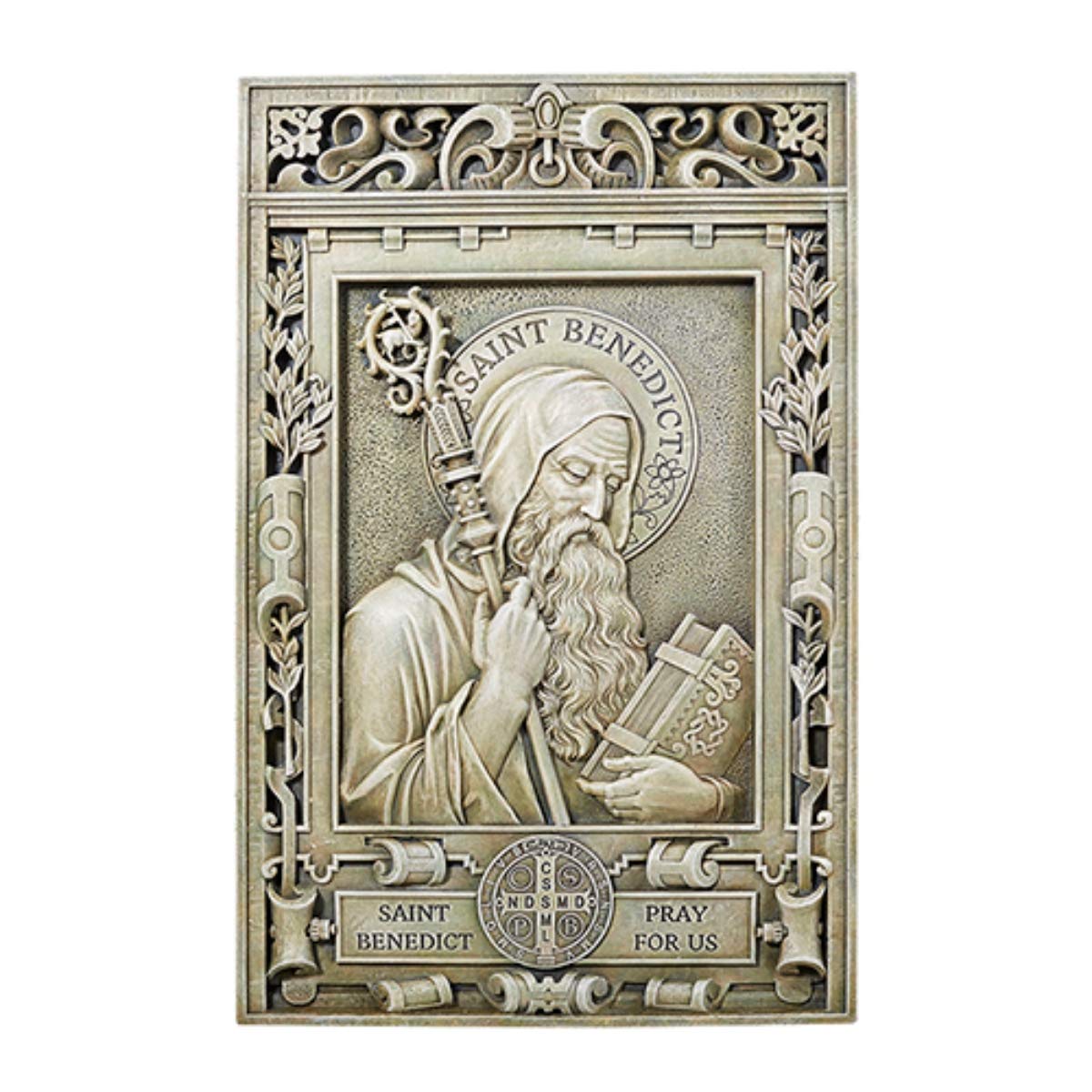 Outdoor Garden DecorFYSSHUO Outdoor Garden Decor Saint Benedict Wall Plaque, 15 Inch