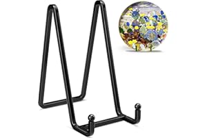 IPAME 3 Pack 6 Inch Plate Stands for Display - Metal Square Wire Plate Holder Display Stand + Picture Frame Stand Holder Easel for Decorative Plate, Book, Plaque, Photo, Platter (Black 3pcs)