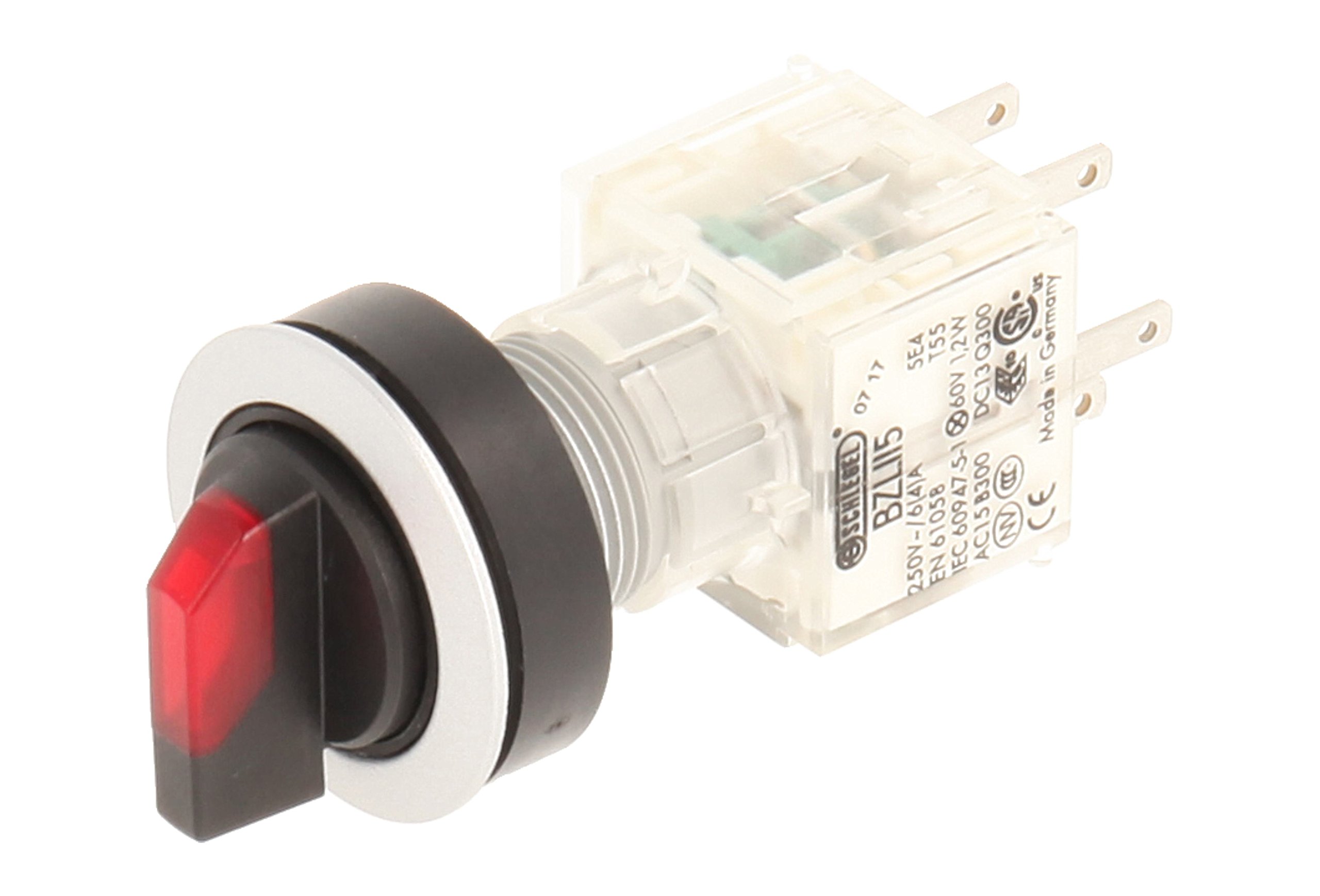 Club 23.001.231 Light Selector Latching rastend, 3 Positions Momentary Contact Sensor 2 Closers With Bulb Holder t5,5 K LED 24 V RED/SILVER (Pack of 2)