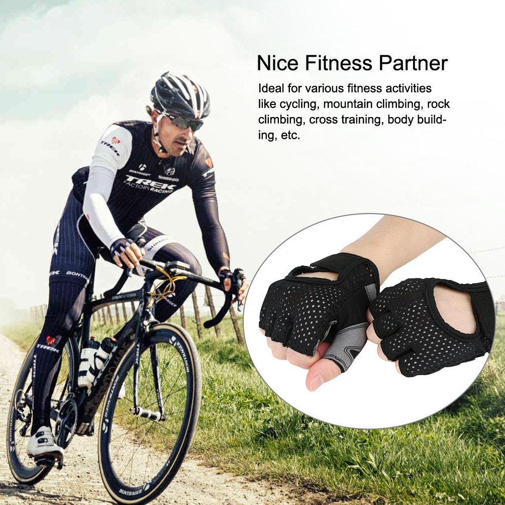 VBIGER Cycling Gloves, Men\'s Half Finger Biking Gloves MTB Gloves with Anti-Shock Gel Pad (C-Black, L)