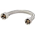 Eastman 12 Inch Flexible Toilet Connector, 7/8 Inch Ballcock x 1/2 Inch FIP, Stainless Steel Braided Supply Line, 48084