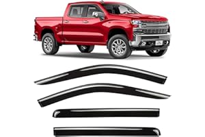 Voron Glass Tape-on Extra Durable Rain Guards for Trucks Chevrolet (Chevy) Silverado/GMC Sierra 1500 2019-2026 Crew Cab, Wind