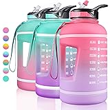 ZOMAKE Half Gallon Water Bottle with Straw & Time