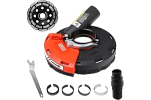 HERZO Surface Grinding Dust Shroud for Angle Grinder, Universal 4.5"/5" + Diamond grinding cup wheel 5 inch