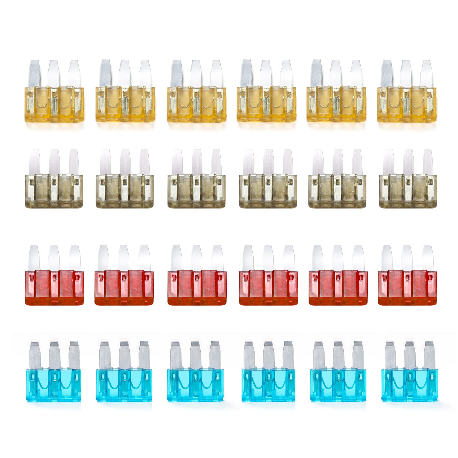 SINBRLAI AMP Micro 3 Fuse 24PCS 5-15A, 3 Prong Micro Blade Fuse, Applicable to The Maintenance, Replacement of Car, Automobile Trucks, Automotive Lighting