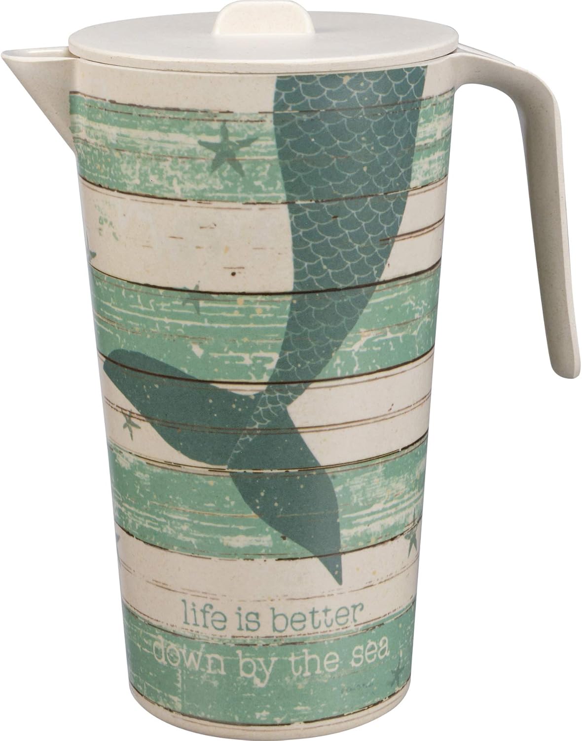 coastal collection outdoor living sea turtle melamine dinnerware on Amazon Com Primitives By Kathy Mermaid Beach Theme Pitcher Melamine And Bamboo Fiber Bpa Free Down By The Sea Carafes Pitchers