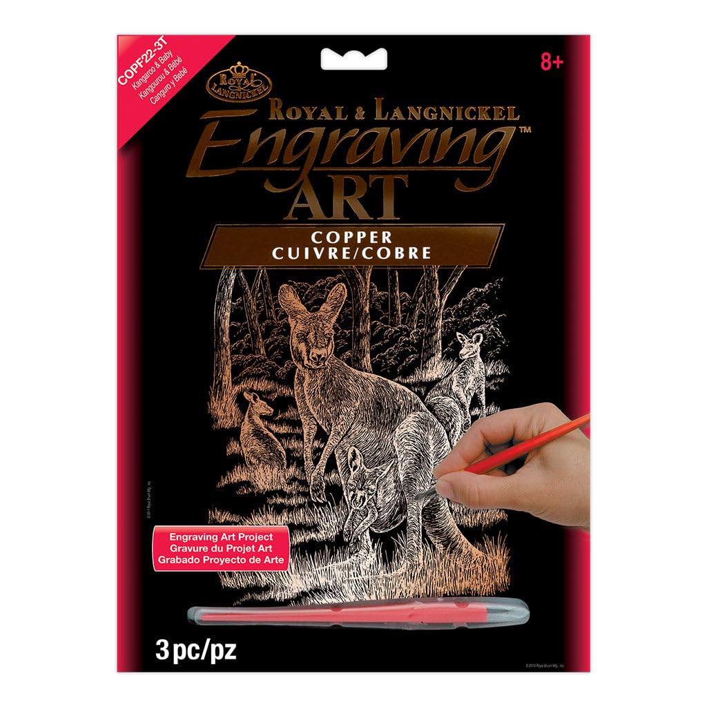 Royal & Langnickel Copper Engraving Art A4 Size Kangaroo and Baby Designed Painting Set — image 1