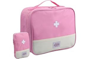 Focenat 2 Pieces Medicine Bag Empty, Travel Pharmacy Bag, Medicine Bag Pink, Waterproof Medicine Bag, First Aid Bag, Travel M