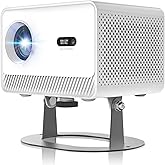 Mini Projector Support 4K with WiFi and Bluetooth, Built-in APPS & Electric Focus, 300 ANSI & Auto Keystone Portable Projector, 200" Screen Compatible with iPhone/Laptop/TV Stick for Bedroom Outdoor