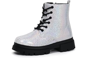 starmerx Girls Ankle Boots Lace Up Combat Boot Side Zipper Comfortable Boys Boots