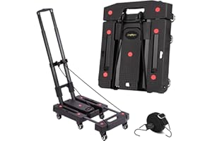 JOGTLYER Folding Hand Truck Platform Trucks 500LB Heavy Duty Foldable Moving Dolly Cart with 6 Wheels,Luggage Cart Portable Car Seat Dolly for Airport Moving Travel,Shopping, Office Use-Black