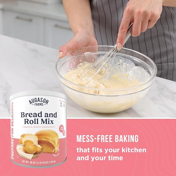 BREAD AND ROLL MIX CAN EMERGENCY FOOD SUPPLY, 48 SERVINGS, 10 YEAR SHELF LIFE – MAKES 6 LOAVES OR 72 BREAD ROLLS FOR PREPARED MEALS READY TO EAT