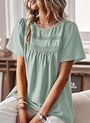 Falechay Summer Tops for Women Short Sleeve Swiss
