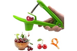 PCTC Cherries Pit Cherry pitter tool, Olives Cherry pitter Seed Stone Remover for Making CherryJam Cherries Corer Pitter Tool with Space-Saving Lock Design Green