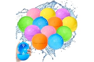 SOPPYCID 12PCS Reusable Water Balloons - Quick Fill Water Balls Toys For Toddler Age 4-8 - Refillable Magnetic Self-Sealing W