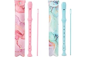 Jasenna 2 Pack Recorder Instrument for Beginner Adults,8-Hole Soprano Descant Recorder Music Flute with with Cleaning Rod & Leather Case For Home Entertainment(4-Splash Ink)
