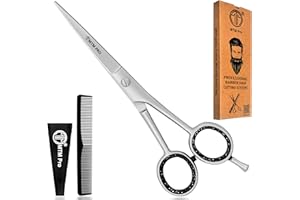 MTM PRO Professional Hair Cutting Scissors 6", Barber Scissors to Cut Hair, Hair Shears for Hair Cutting, Premium Stainless Steel Barber Shears for Men & Women, Kids, Adults, & Pets (Silver, 6")