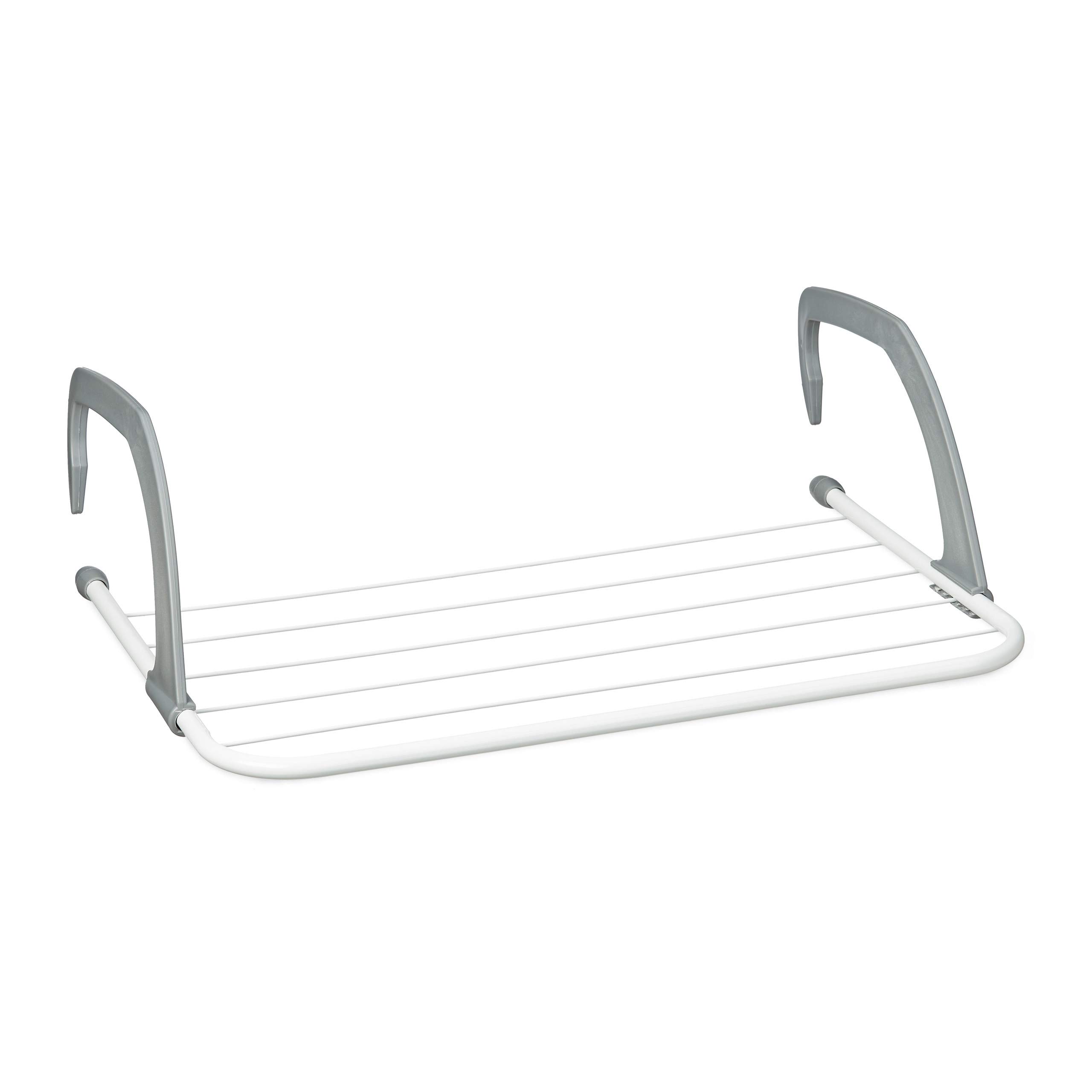 Relaxdays Clothes Drying Rack - Hanging Radiator and Balcony Drying Rack, Small Size, 3m Large Drying Capacity, White, 50cm Length