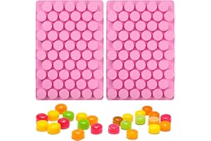 Silicone Mini Round Mold Tray, Set of 2, 55 Cavities, Pink, for Candy Making, Chocolate, Gummies