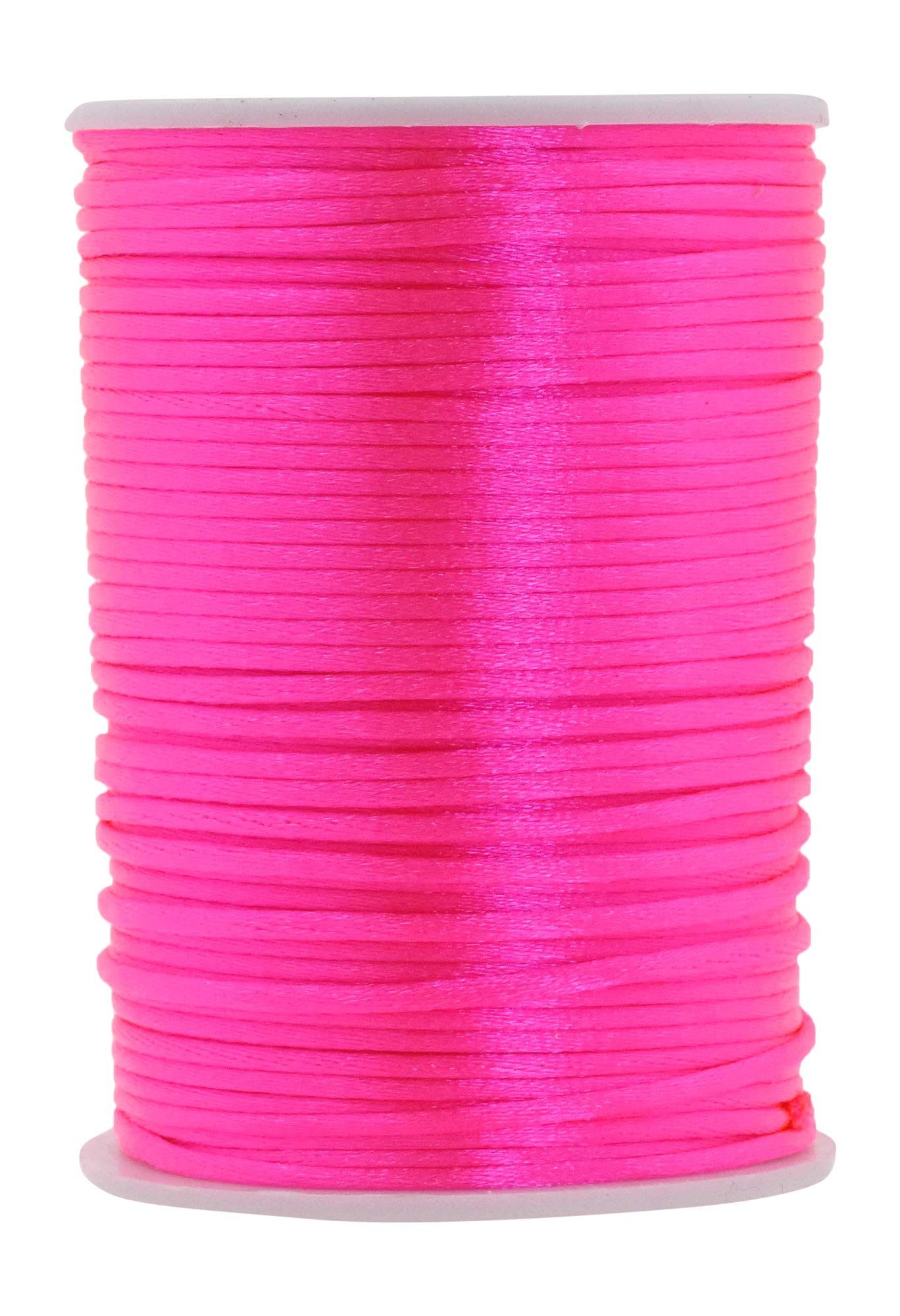 Mandala CraftsMandala Crafts Nylon Satin Cord 2mm Rattail Cord Hot Pink String - 100 Yds Nylon Chinese Knotting Cord Rat Tail Silk Cord for Bracelet Necklace Jewelry Making Macrame Trim