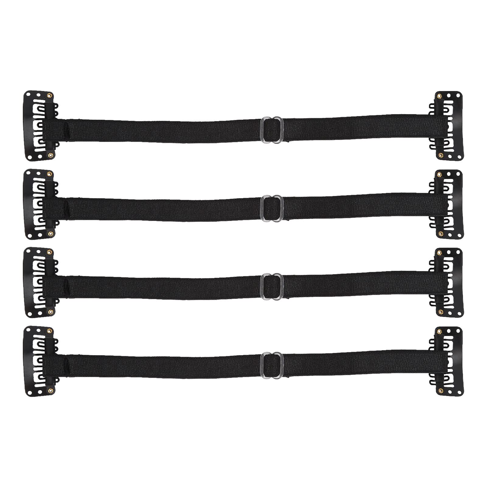 4 Piece Face Lift Tape Straps with Hairclip, Adjustable Elastic Facial Lift Belt for Wrinkle Removal, Non Slip Face Lifting Bands for Women, Black