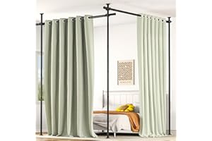 AKTOP Room Divider, No Drilling Curtain Tension Rods Wall Divider for Room Separation, 4-10ft(H) 30-147"(W) Adjustable, Heavy Duty Floor to Ceiling Space Separator Privacy Dividers for Rooms, Black