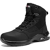 LARNMERN Steel Toe Boot Women Non Slip Work Shoe Rainproof Safety Toe Sneaker Side Zipper Industrail Boot High Top Tactical Shoe