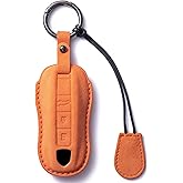 CDYSIKLL for Porsche Suede Leather Key Fob Cover with Keychain Key Shell Compatible with 2020-2024 Panamera, Cayenne, Macan, 918