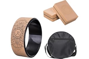 AIWEITEY Wood Yoga Wheel Set, Cork Yoga Wheel, Yoga Block 2 Pack 9"x6"x3", Yoga Wheel Bag, 4 in 1.