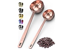 Orblue Premium Coffee Scoop Set - 1 Tbsp (15ml) & 2 Tbsp (30ml) Measuring Tablespoon - Stainless Steel Coffee Measuring Spoon and Scooper with Long Handles - Pack of 2 - Rose Gold