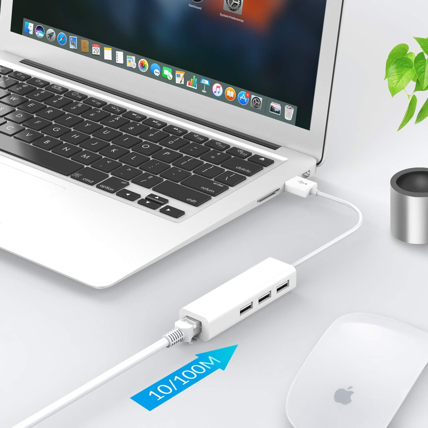 LENTION 3 USB Ports Hub with RJ45 LAN Adapter Laptop Ethernet Dock Network Extender Compatible MacBook Air/Pro (Previous Generation), Chromebook, Windows Laptop, More (White): Industrial & Scientific