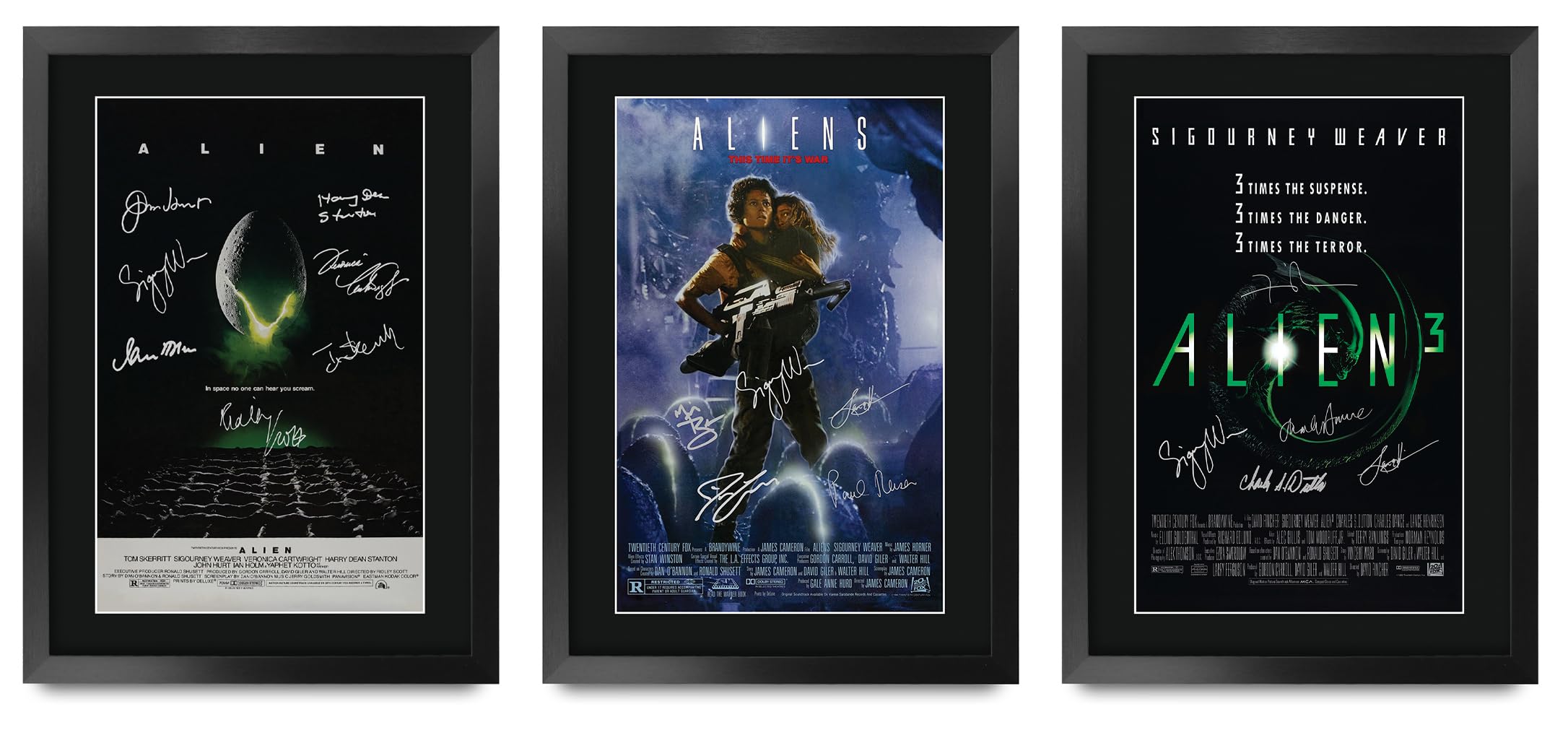HWC Trading Alien Collection Gifts Printed Poster Set Signed Autograph Picture for Movie Memorabilia Fans - A3 Framed