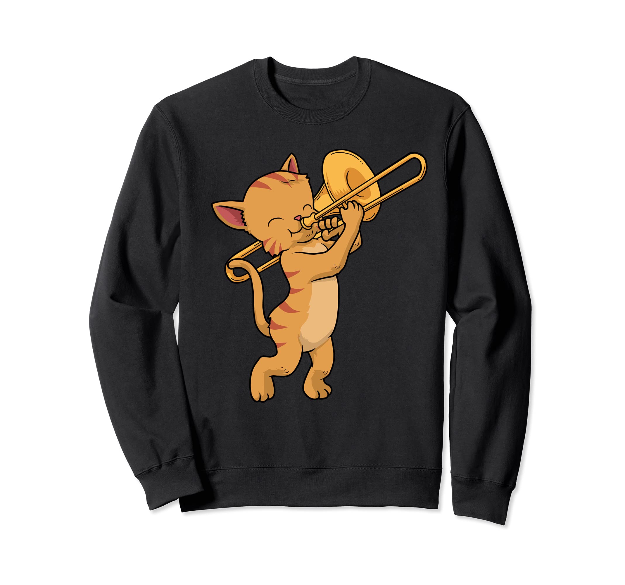 Cat Trombone Music Men Cat Jazz Music Marching Band Trombone Sweatshirt