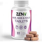 ZENV Hair Skin & Nails Tablets - 60ct Non-GMO Dietary Supplement with Biotin 5000mcg, Vitamin C, E & Pantothenic Acid
