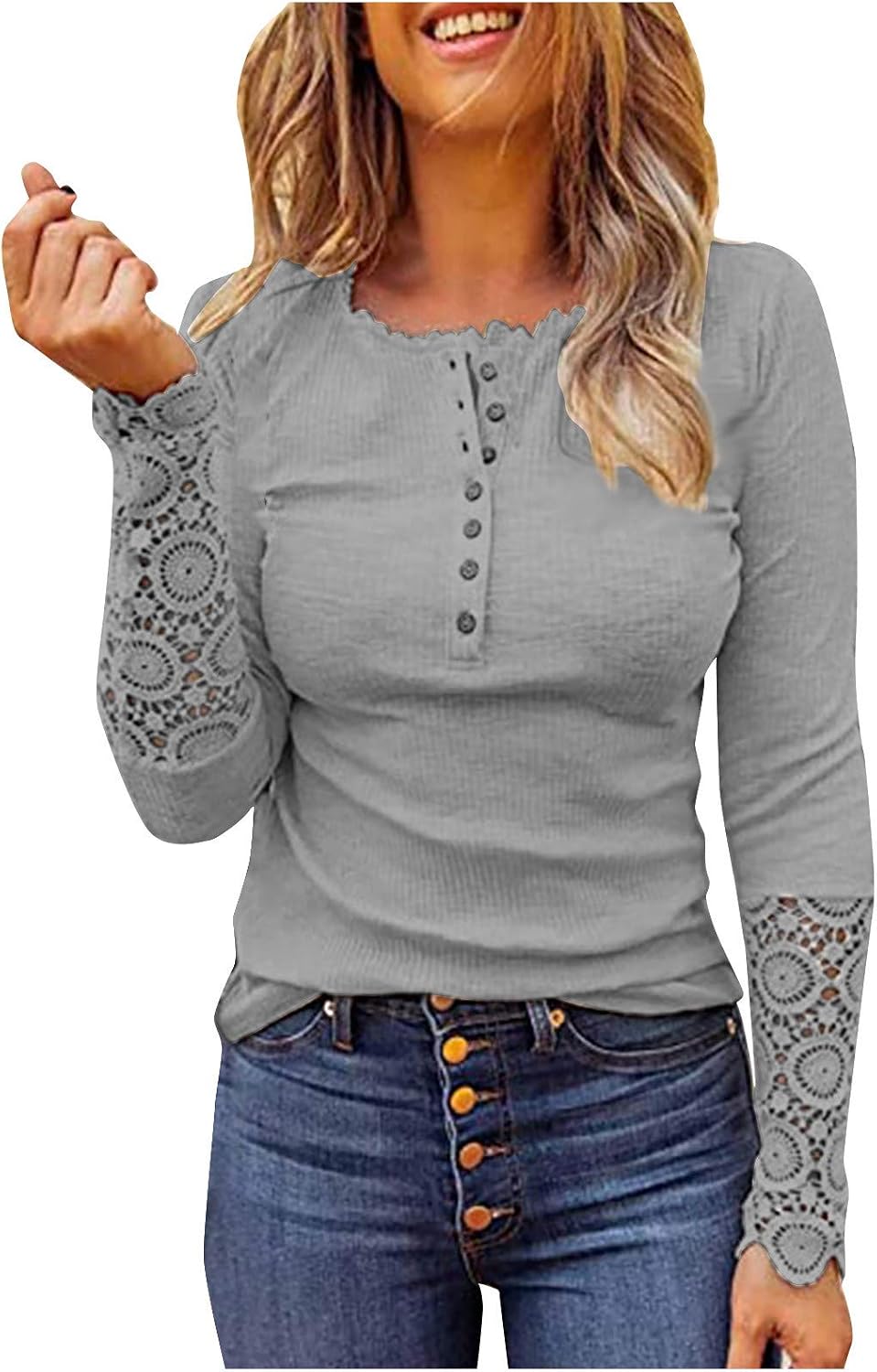 lace button top