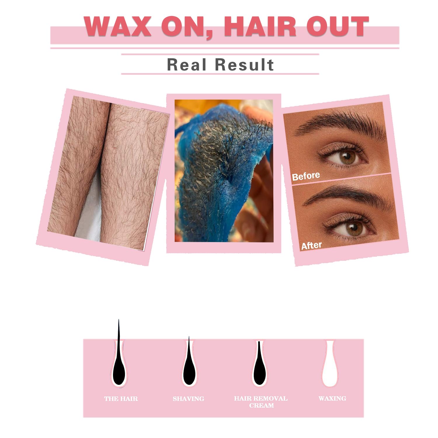 Wax Beads for Hair Removal, 1.1LB Painless Salon Hard Wax Beans for Bikini, Eyebrow Facial, At Home Pearl Waxing Beads for Sensitive Skin with 20 Spatulas for Women Men(Rose)