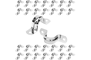 JDHGSHL 30Pcs 1 Inch Stainless Steel Conduit Clamps, 2 Hole Strap U Bracket Rigid Pipe Strap, Tension Clips U-Tube Clamp for Pipe Fixing on Various Surfaces