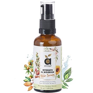 Anveya Hydrate & Nourish Hair Serum, for Dry, Damaged, Frizzy Hair & Hair Fall