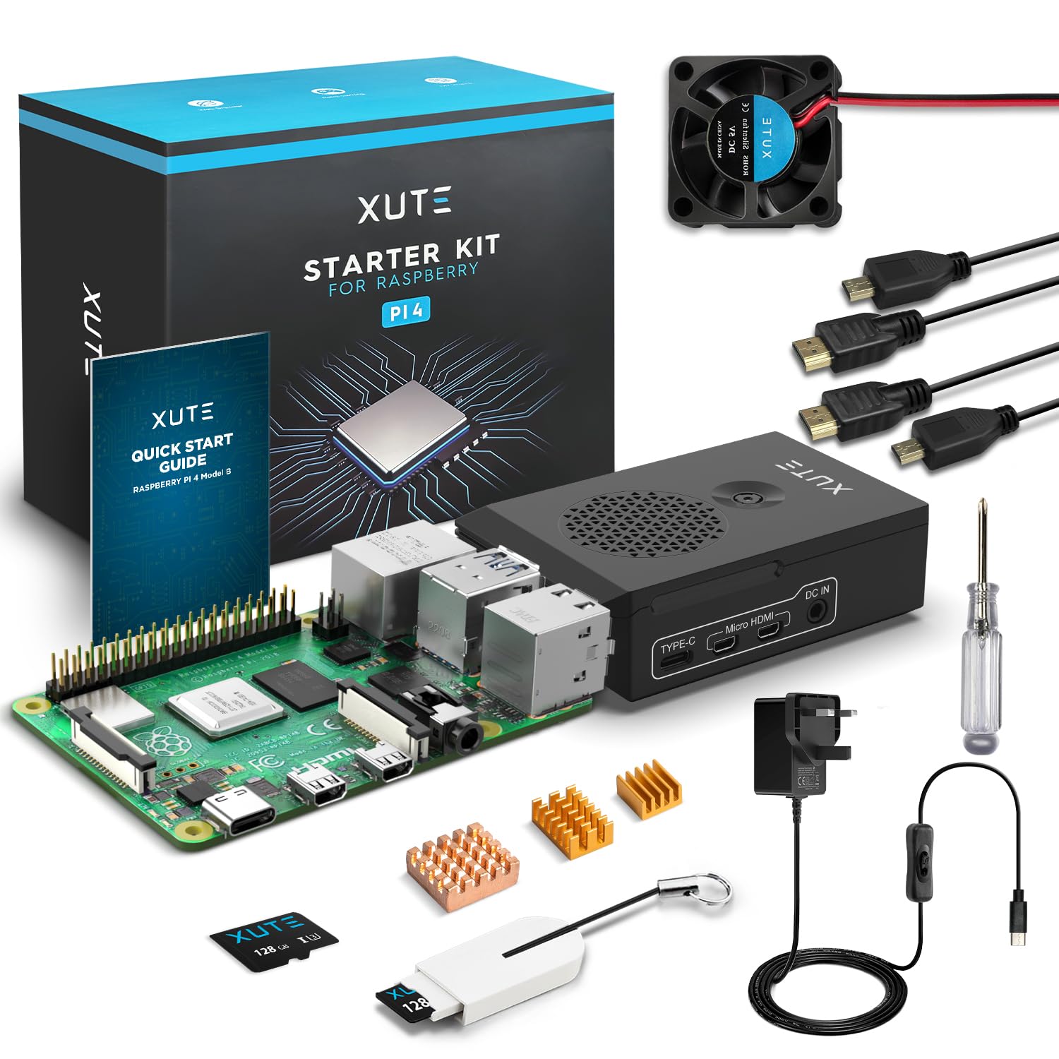 Mua Xute Raspberry Pi 4 Model B 4GB RAM Starter Kit with128GB SD Card ...