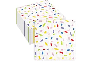 BOKFJBP 50Pcs Sprinkles Napkins-Disposable Colorful Paper Napkins Rainbow Striped Plaid Dots Donut Party Beverage Napkins for Baby Shower Wedding Birthday Picnic BBQ Cupcake Table Decor