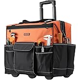 VEVOR Rolling Tool Bag, 110 lbs Load Capacity, 27 Pockets Heavy Duty Roller Tool Bag on Wheels, Adjustable Telescoping Handle