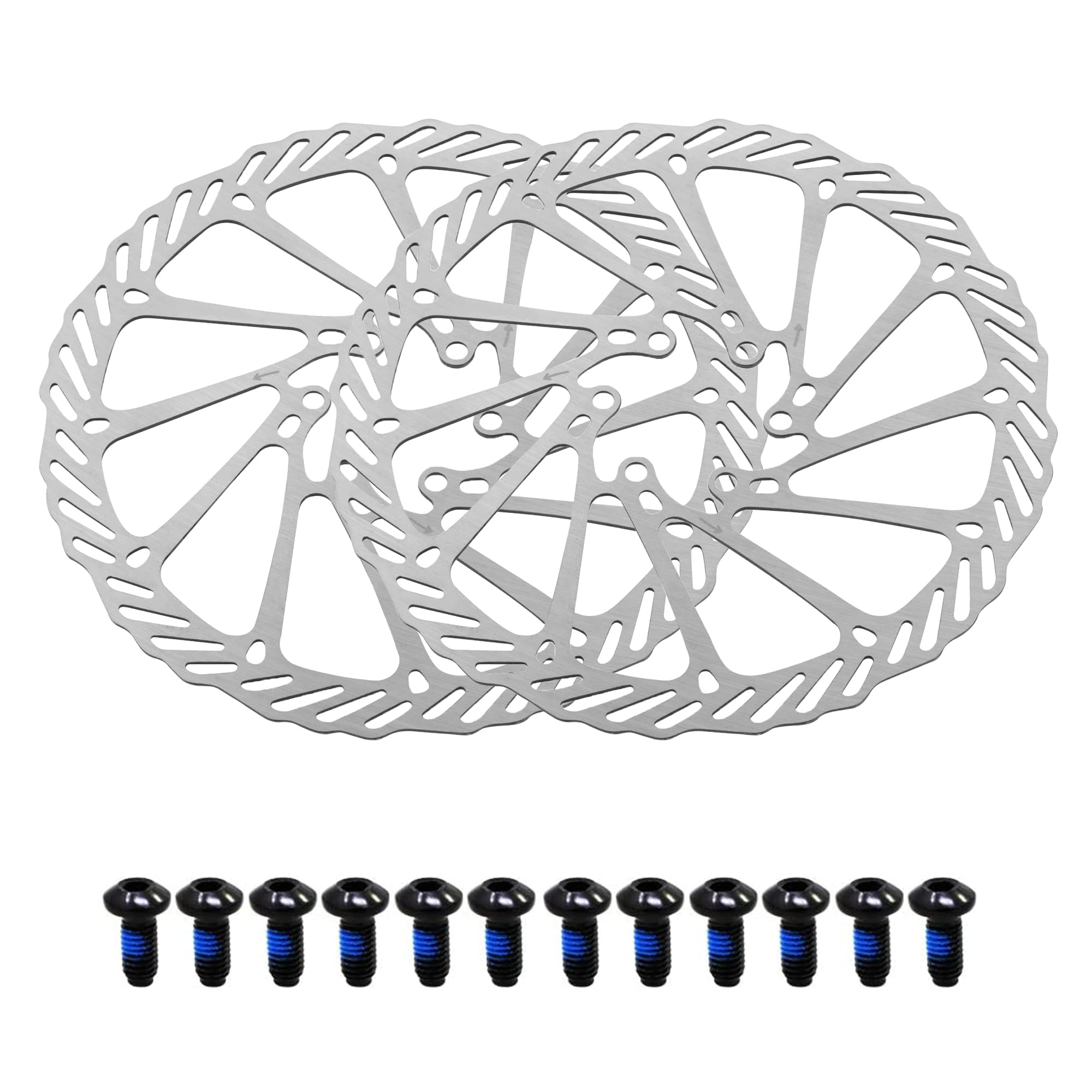 Jane Eyre 160 mm 180 mm 203 mm Bicycle Brake Disc Pack of 2 Disc Brake Bicycle Rotor with 12 Screws Suitable for Most Bicycles, Road Bikes, Mountain Bikes, BMX MTB (Silver 180 mm)