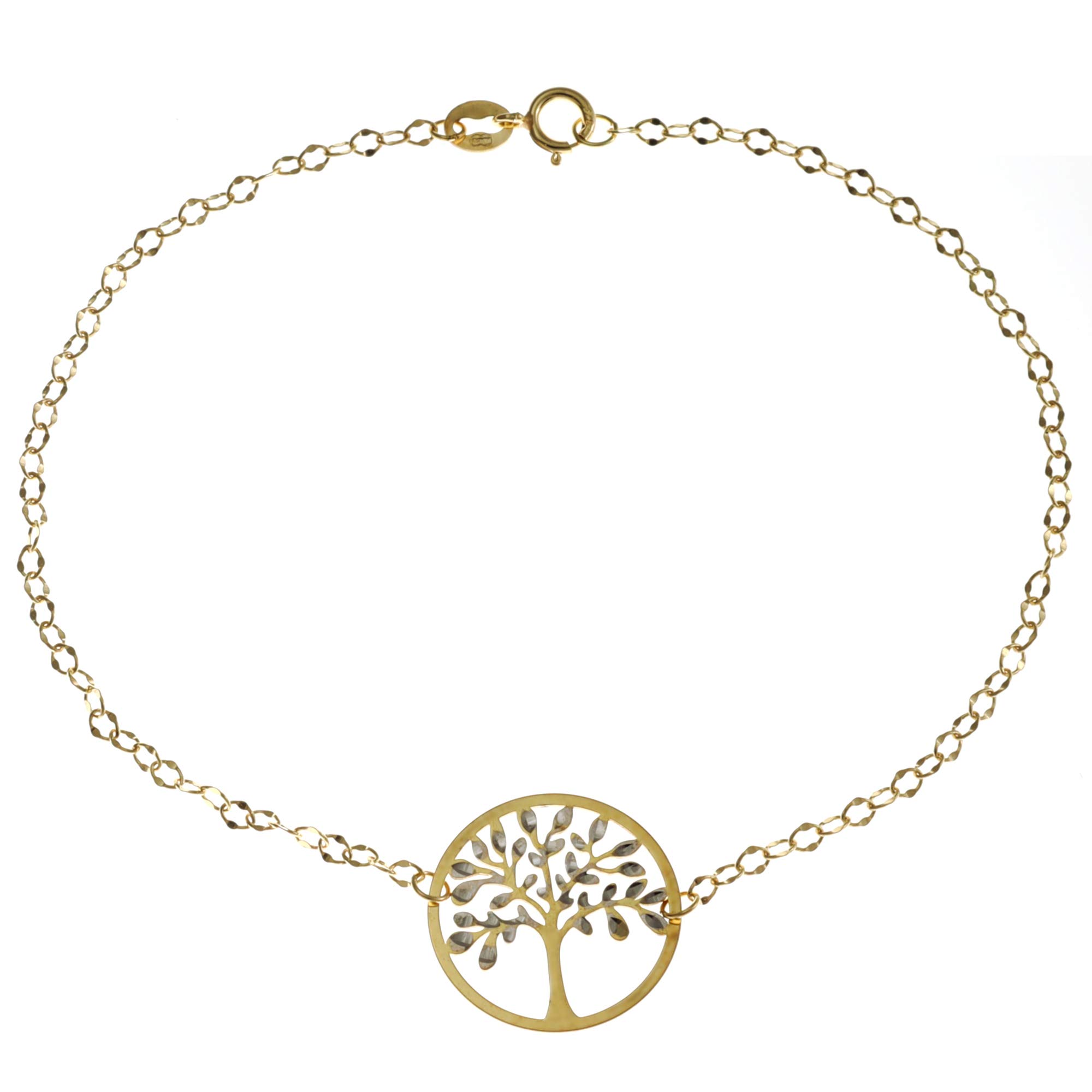 Alexander Castle 9ct Gold Bracelet for Women Teens Girls - Tree of Life Gold Charm Bracelet with Jewellery Gift Box - 7.5 Inches