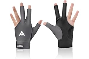 AsbaSweet 3-Finger Billiard Gloves for Left Hand, Anti-Slip Silicone Grip, Breathable Lycra & Double-Stitched Design, Comfortable Snooker & Cue Sport Gloves for Men & Women