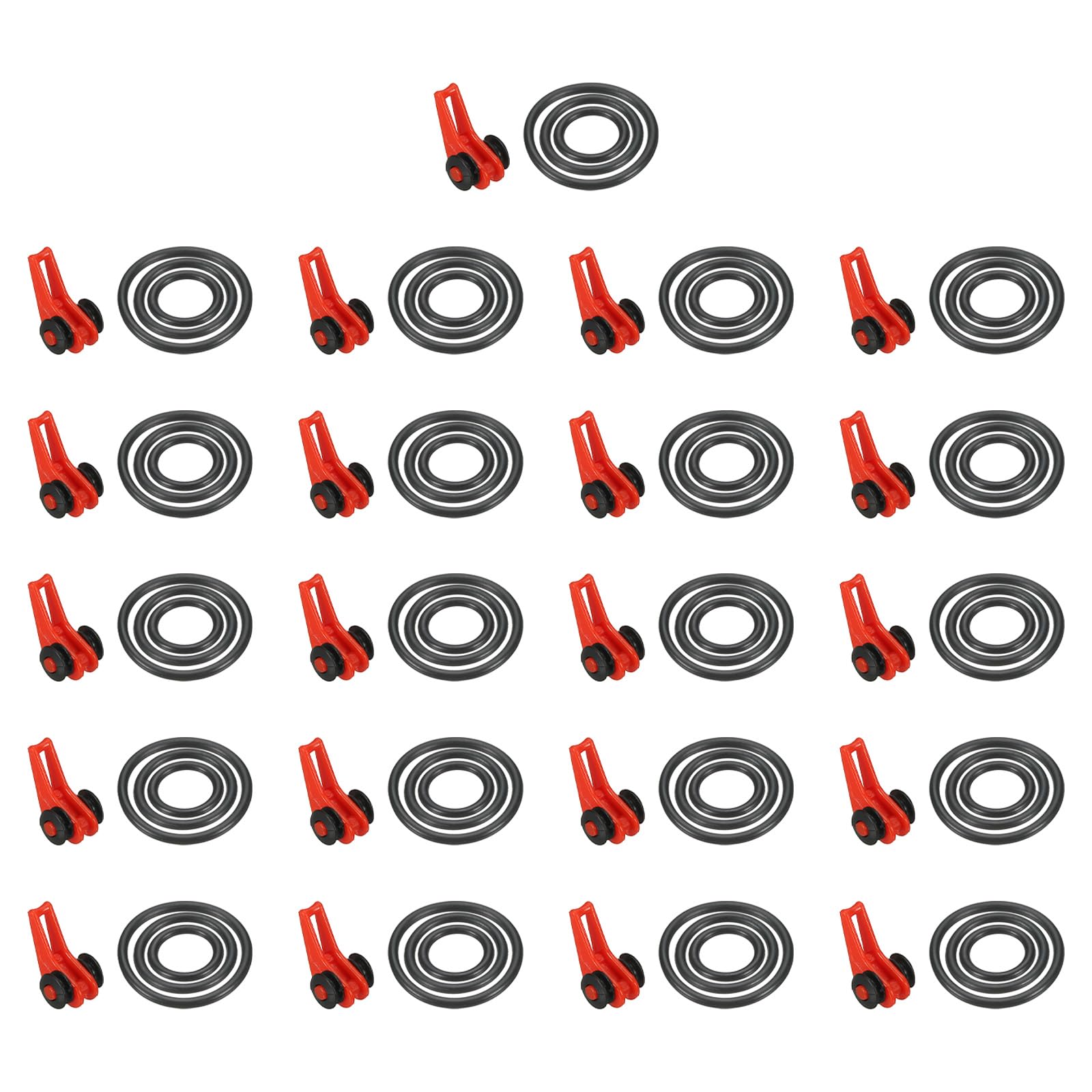 PATIKIL Fishing Hook Keeper, 21 Pack Plastic Fish Lure Bait Holder Accessories with 3 Size Rubber Rings for Fishing Rod Pole, Red